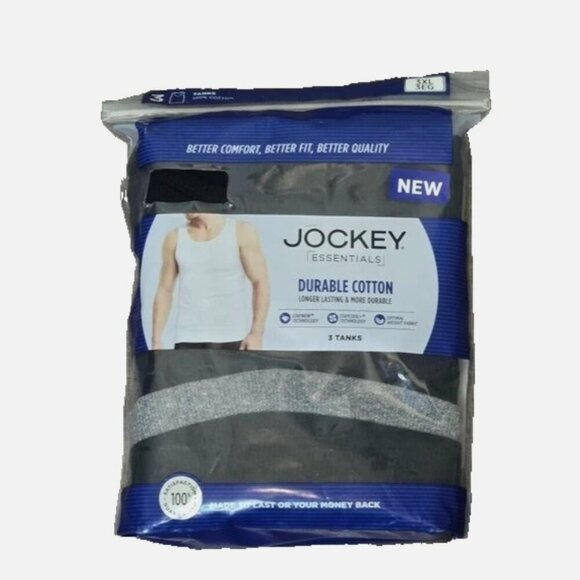 Jockey Essentials 3 Pack Tank / A Shirts 3XL NEW StayCool StayNew - Picture 1 of 3